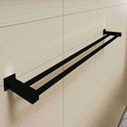 Porta Toalha Duplo De Banheiro 50cm Aço Inox 304 Preto Fosco