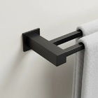 Porta Toalha Duplo De Banheiro 80cm Aço Inox 304 Preto Fosco