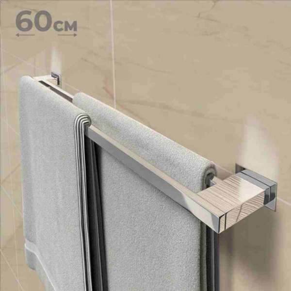 Porta Toalha Duplo De Banheiro [60cm] Aço Inox 304 [r-td60]