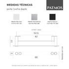 Porta Toalha Duplo Inox Barra 60cm Patmos Prata Escovado Acet