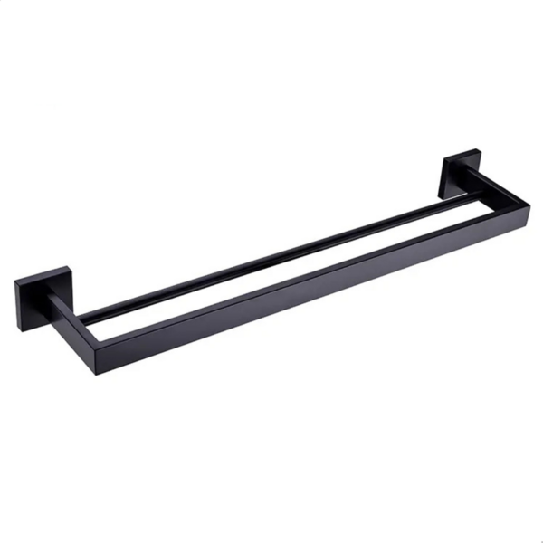 Porta Toalha Duplo Luxo Inox 60cm Preto Black