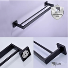 Porta Toalha Duplo Luxo Inox 60cm Preto Black