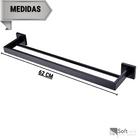 Porta Toalha Duplo Luxo Inox 60cm Preto Black