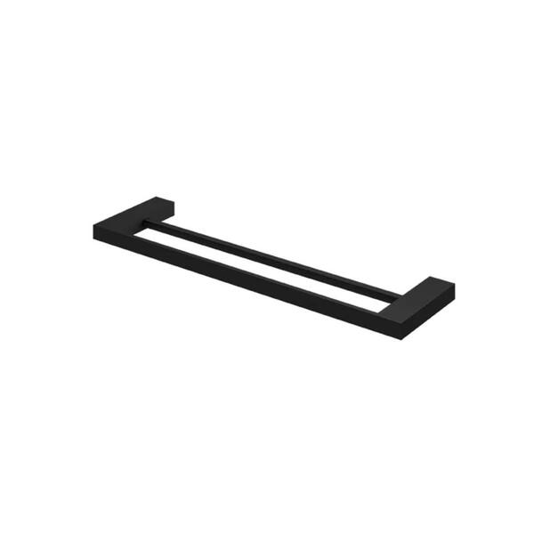 Porta Toalha Duplo Medio 48,5cm Horus Preto Fosco 4910 Bk 450