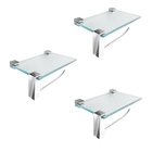 Porta Toalha Em Vidro Com Suporte Kit 3 Peças Vitralle 411vt3