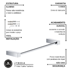 Porta Toalha Lavabo De Parede Para Banheiro Metal Preto Fosco