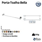 Porta Toalha Longo Barra Metal Bella 220 Fani Cromado