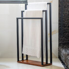 Porta Toalha Para 3 Toalhas Eleganza 50 Cm Metal Preto E Made