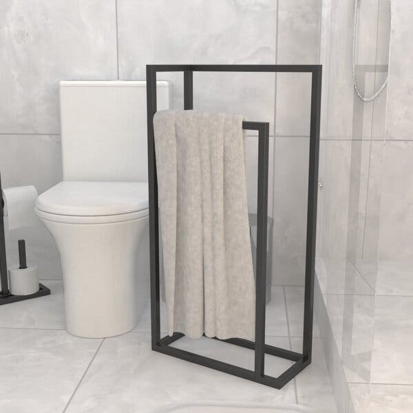 Porta Toalha Para Banheiro Em Aço Diamond Preto Fosco | Leroy Merlin