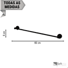 Porta Toalha Reto 60 Cm Banho Triplo Em Preto Fosco