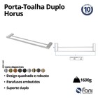 Porta Toalha Reto Duplo Longo 60 Cm Horus Preto Fosco Fani
