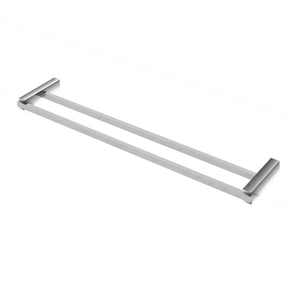 Porta Toalha Reto Duplo Longo 60 Cm Quartzo Cromado Fani