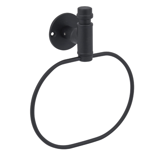 Porta Toalha Rosto Metal Preto Argola Industrial Fani