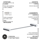Porta Toalha Rosto Para Banheiro Metal Alto Brilho 32cm Orion