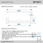Porta Toalhas Duplo 40 Cm (kit 3 Peças) Luxo 529lp3 Plus