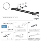 Porta Toalhas Duplo 60cm (Kit 3 Peças)Troia Prata Polido 1031