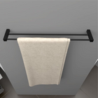 Porta Toalhas Duplo 60cm Para Banheiro Metal Preto Fosco Troia