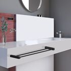 Porta Toalhas Duplo 70cm Para Banheiro Metal Preto Fosco Troia
