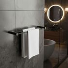 Porta Toalhas Duplo Para Banheiro Metal Preto Fosco 32cm Orion