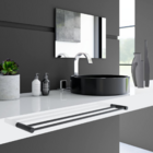 Porta Toalhas Duplo Para Banheiro Metal Preto Fosco 52cm Orion