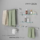 Porta Toalhas Duplo Suporte Orion Prata Polido Grego Metal