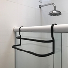 Porta Toalhas Duplo Suporte Toalheiro Para Box Preto Fosco