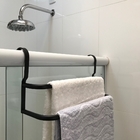 Porta Toalhas Duplo Toalheiro Para Box Preto Fosco 60cm