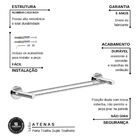 Porta Toalhas Toalheiro Duplo 45cm Escovado Atenas