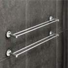 Porta Toalhas Toalheiro Duplo 75cm Alto Brilho Atenas