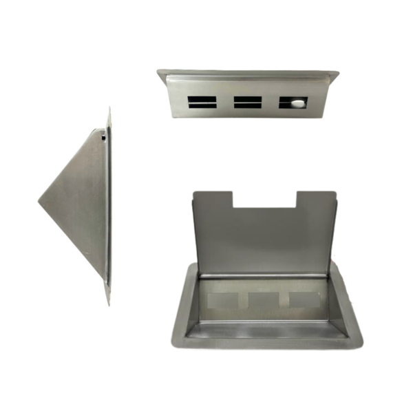 Porta Tomada Embutir Chão Ou Mesa Sala Escritório Aço Inox