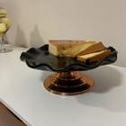 Porta Torta Boleira Turmalina Negra Com Suporte Rose Gold