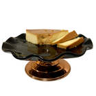 Porta Torta Boleira Turmalina Negra Com Suporte Rose Gold