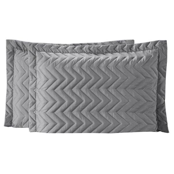 Porta Travesseiro Chevron 2 Peças - Cinza