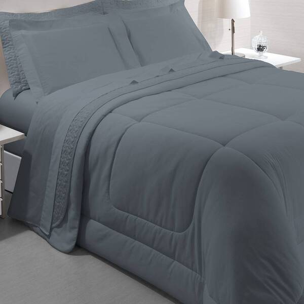 Porta Travesseiro Satinée 50x70cm Cinza Titan Kacyumara