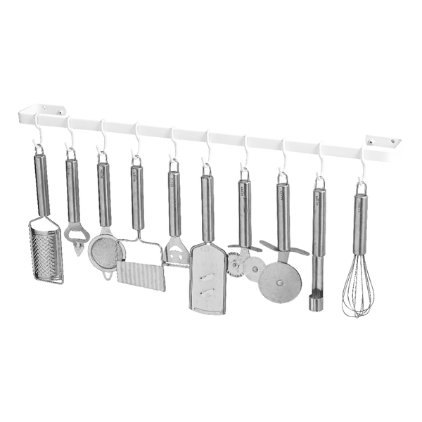 Porta Utensílios E Talheres  Parede 1.20mt 20 Ganchos Branco