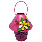 Porta Vela De Jardim Base Metal Flor Borboleta Casinha Rosa (