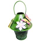 Porta Vela De Jardim Base Metal Flor Borboleta Casinha Verde