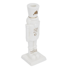 Porta Vela para Mesa Porcelana Branco e Ouro 26x8,5x8,8cm Cromus