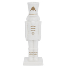 Porta Vela para Mesa Porcelana Branco e Ouro 26x8,5x8,8cm Cromus