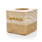 Porta Vela Quadrado Natal Esperança Madeira E Dourado 7 Cm -