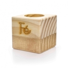 Porta Vela Quadrado Natal Fé Madeira E Dourado 7 Cm - Indo De