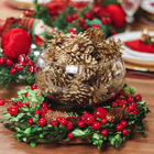 Porta Velas Natalino de Plástico e Metal Vermelho 8x25x25cm Cromus