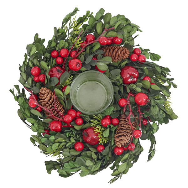 Porta Velas Natalino Vermelho Plástico e Tecido 8x25x25cm Cromus