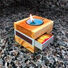 Porta Velas Quadrado com Caixa de Fósforo - Incensário - Deco