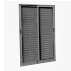 Porta de Correr Veneziana 3 Folhas Alumínio Pintado Cinza com Tela Mosquiteira Sob Medida Linha 25 OGB Esquadrias