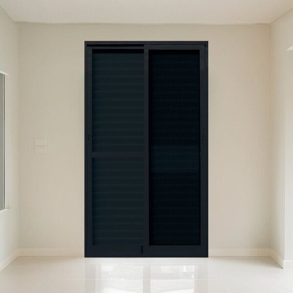 Porta Veneziana Com Tela Mosquiteira 1,50x2,15m Vidro Tempera