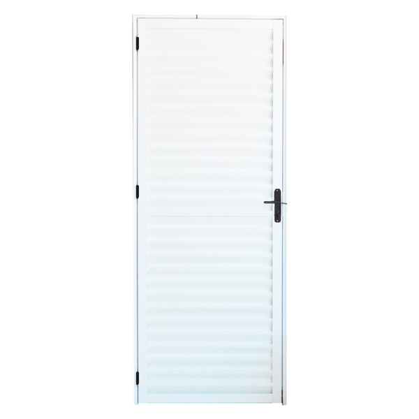 Porta Veneziana de Giro 1 Folha Alumínio Pintado Branco 2,10x0,80m Lado Direito Linha Slim Líder