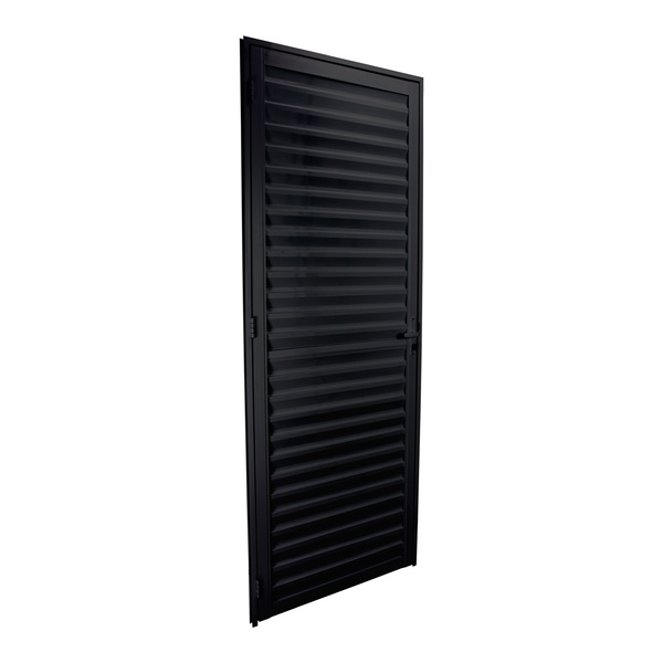 Porta Veneziana de Giro Direito 1 Folha Aço Pintado Preto 210x90cm Classic CRV