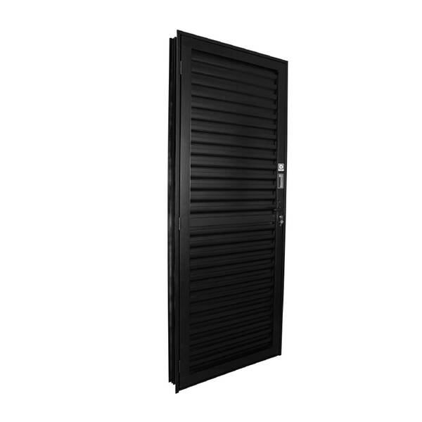 Porta Veneziana de Giro Esquerdo 1 Folha Alumínio Pintado Preto 2,15x0,65m Stander CRV