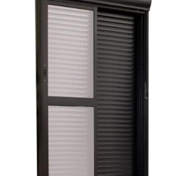 Porta Veneziana Integrada Em Alumínio Suprema Preto - 220x150